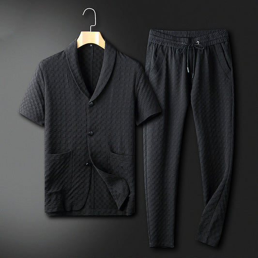 Herr Tvådelad Dräkt Modern Geometrisk Polyester