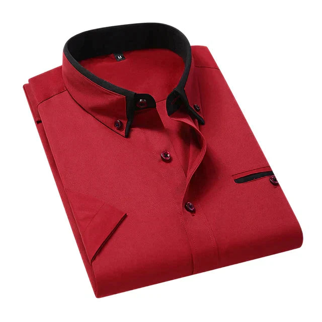 Herrskjorta Kort Ärmar Klassisk Bomull Polyester