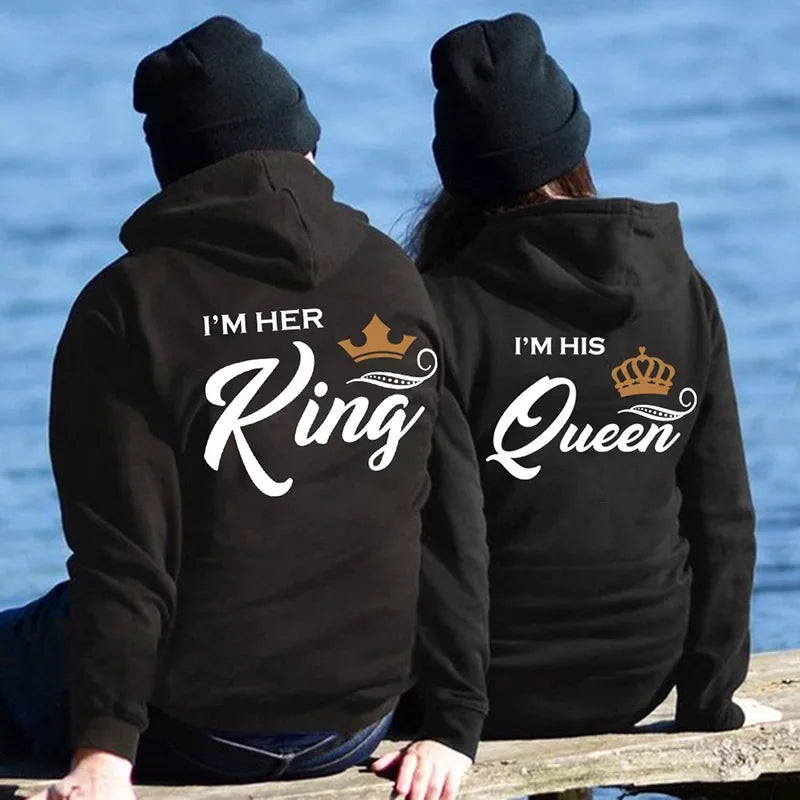 Hoodie för par med Hans Drottning och Hennes Kung