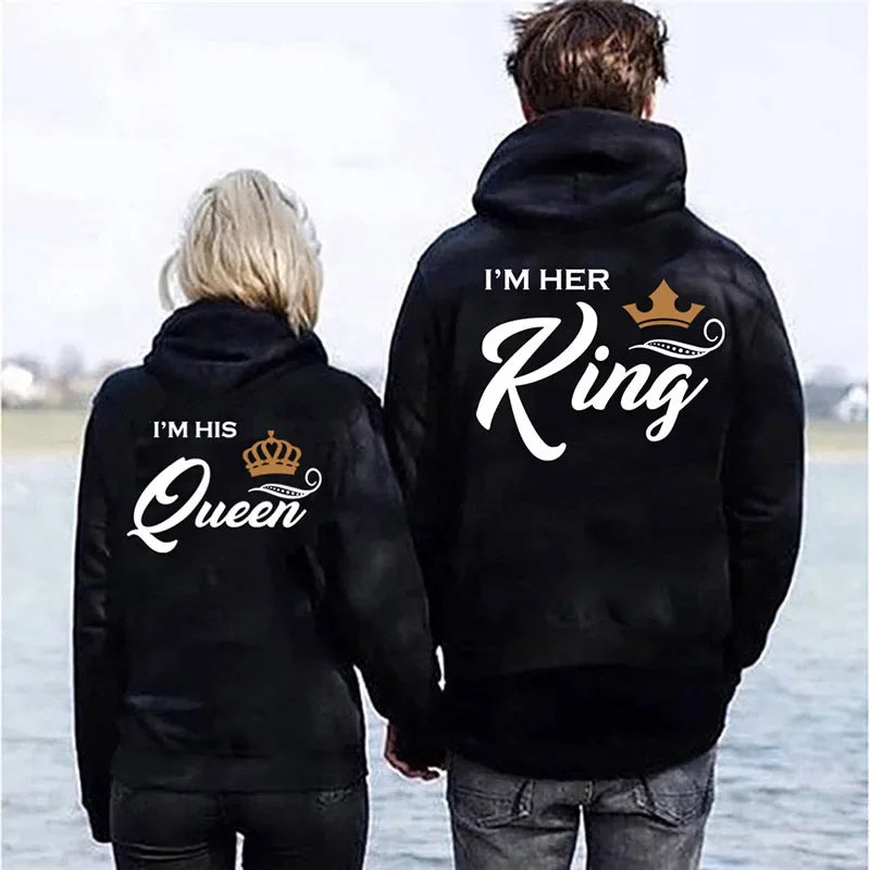 Hoodie för par med Hans Drottning och Hennes Kung