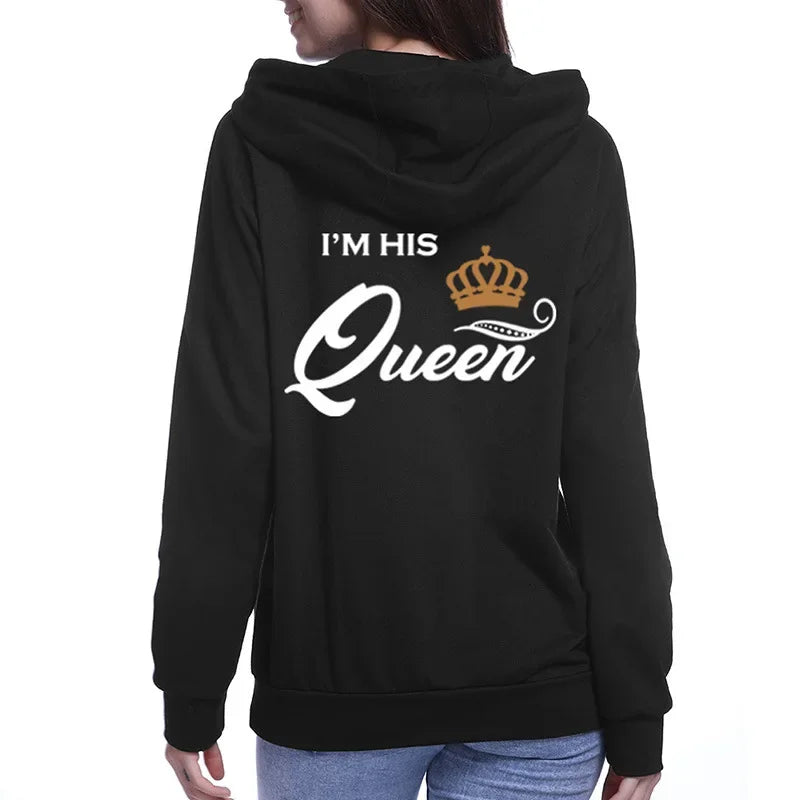Hoodie för par med Hans Drottning och Hennes Kung