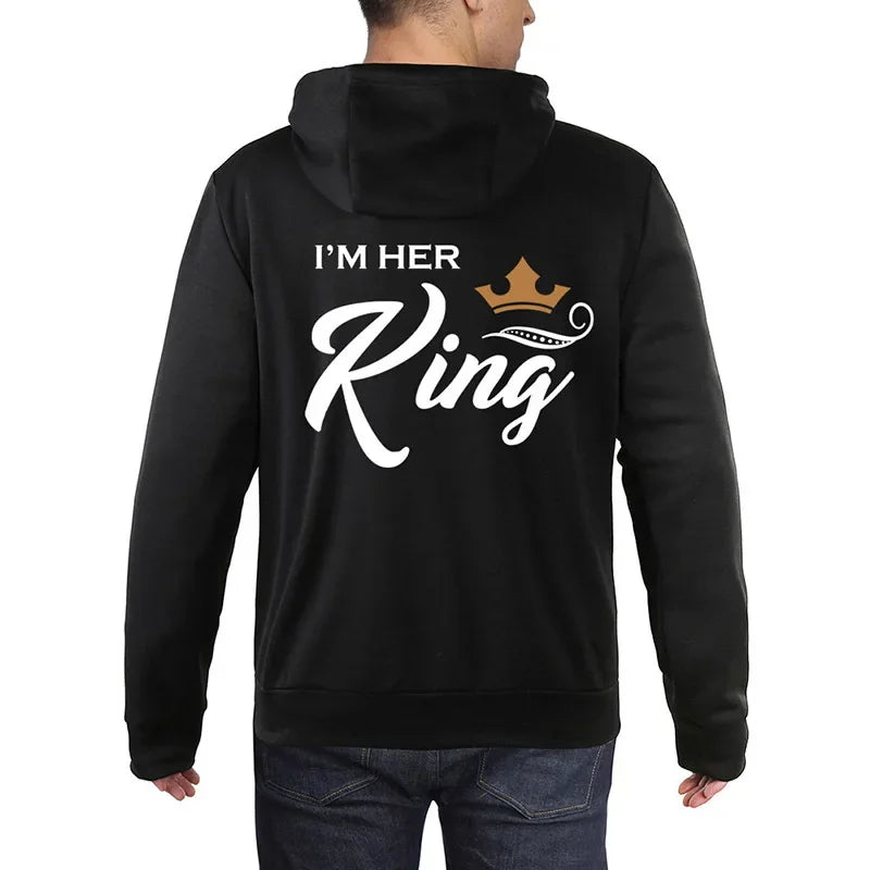 Hoodie för par med Hans Drottning och Hennes Kung