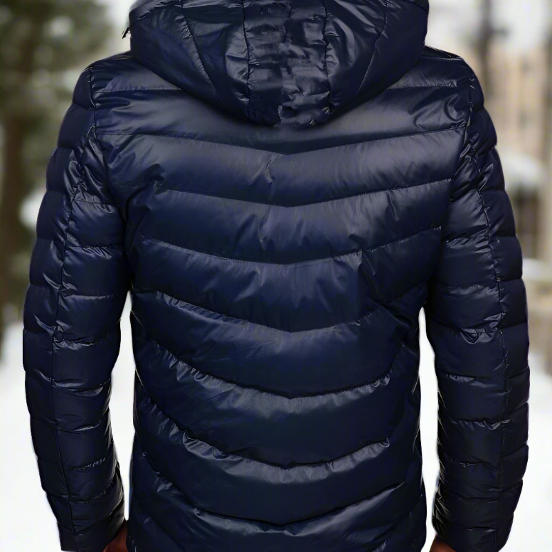 Herr Dunjacka - Quiltad Design - Regular Fit - Varm och Vindtålig med luva