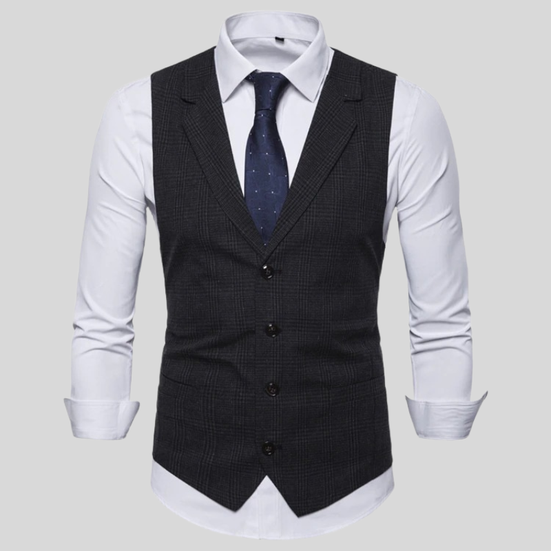 Herrväst - Slim Fit - Enkelknäppt med Justerbar Passform - Stilren Festklädsel