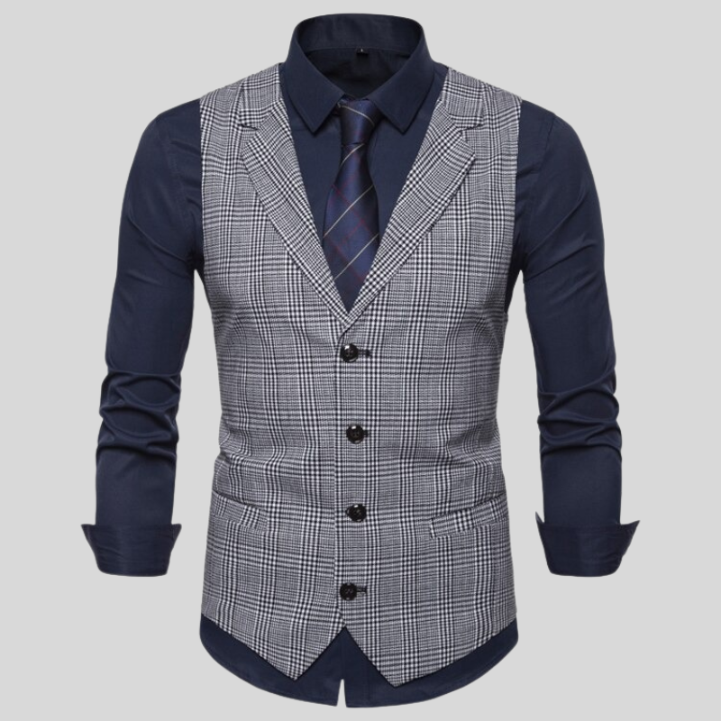 Herrväst - Slim Fit - Enkelknäppt med Justerbar Passform - Stilren Festklädsel
