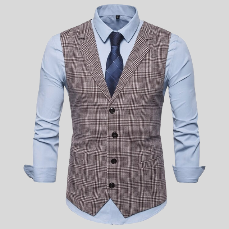 Herrväst - Slim Fit - Enkelknäppt med Justerbar Passform - Stilren Festklädsel