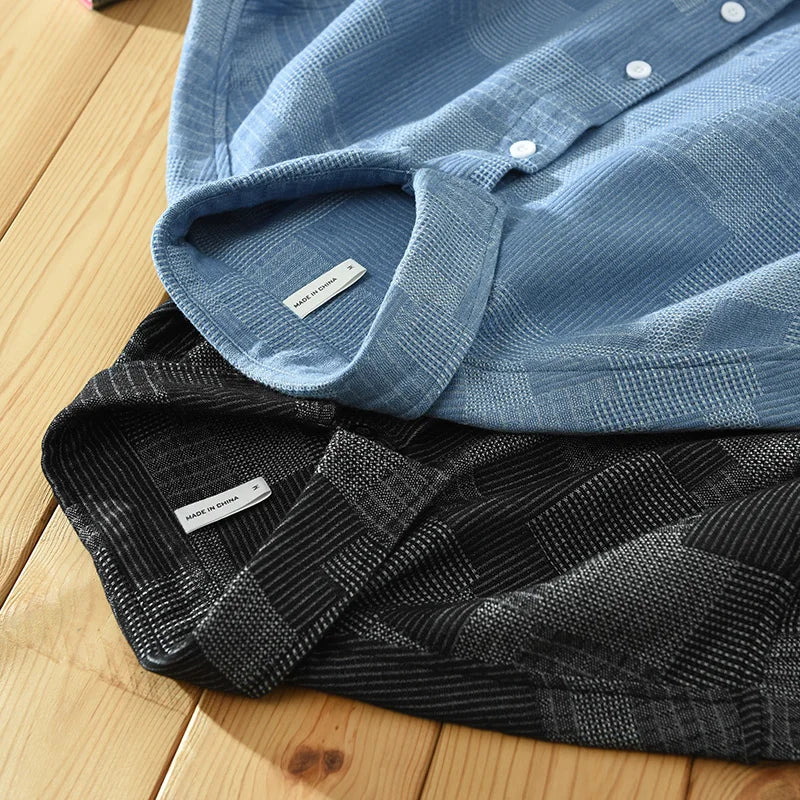 Herrskjorta Modern Patchwork Andningsbar Bomull Polyester