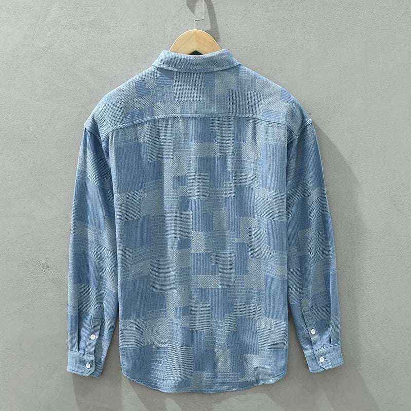 Herrskjorta Modern Patchwork Andningsbar Bomull Polyester