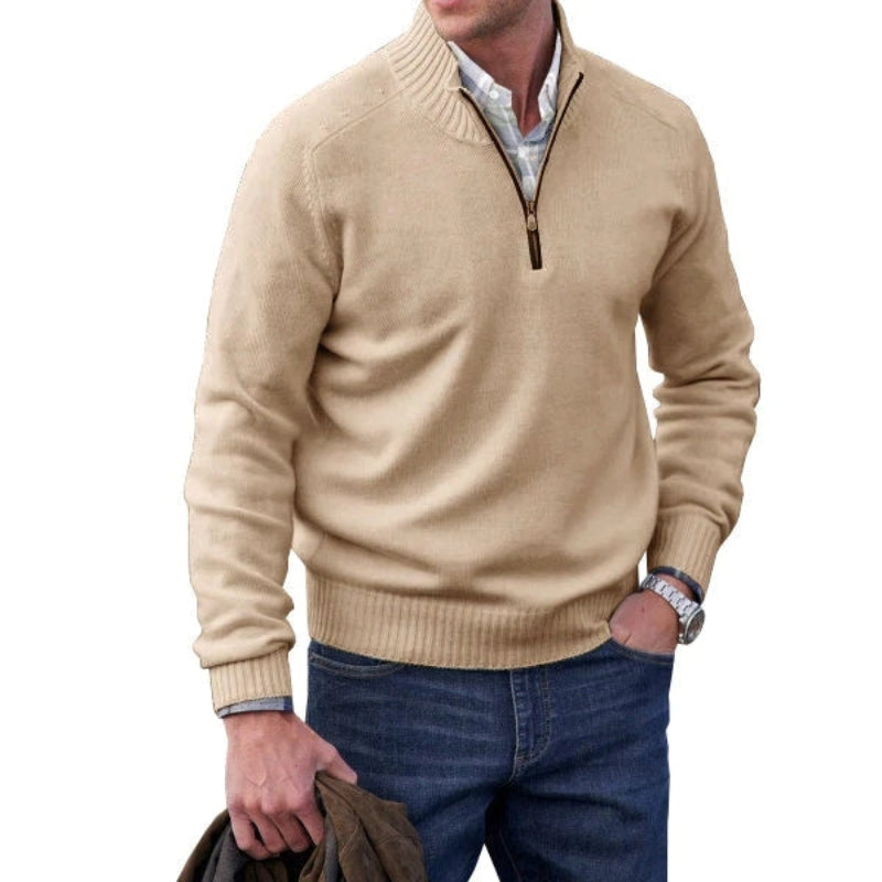 Klassisk Halvdragkedja Mockneck Tröja För Herr | Perfekt för Höst/Vinter