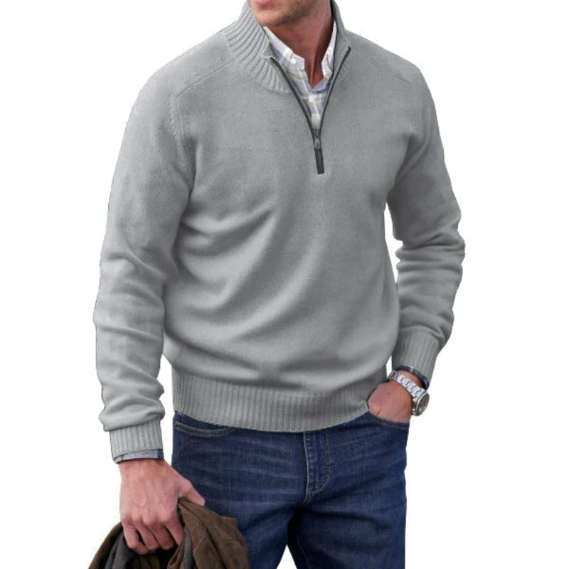 Klassisk Halvdragkedja Mockneck Tröja För Herr | Perfekt för Höst/Vinter