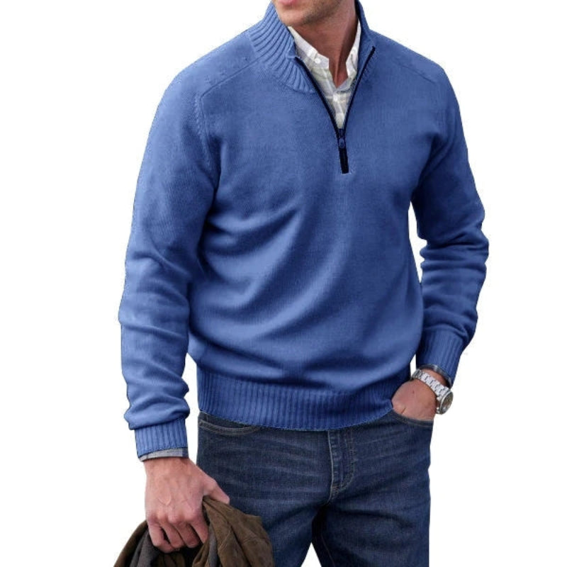 Klassisk Halvdragkedja Mockneck Tröja För Herr | Perfekt för Höst/Vinter
