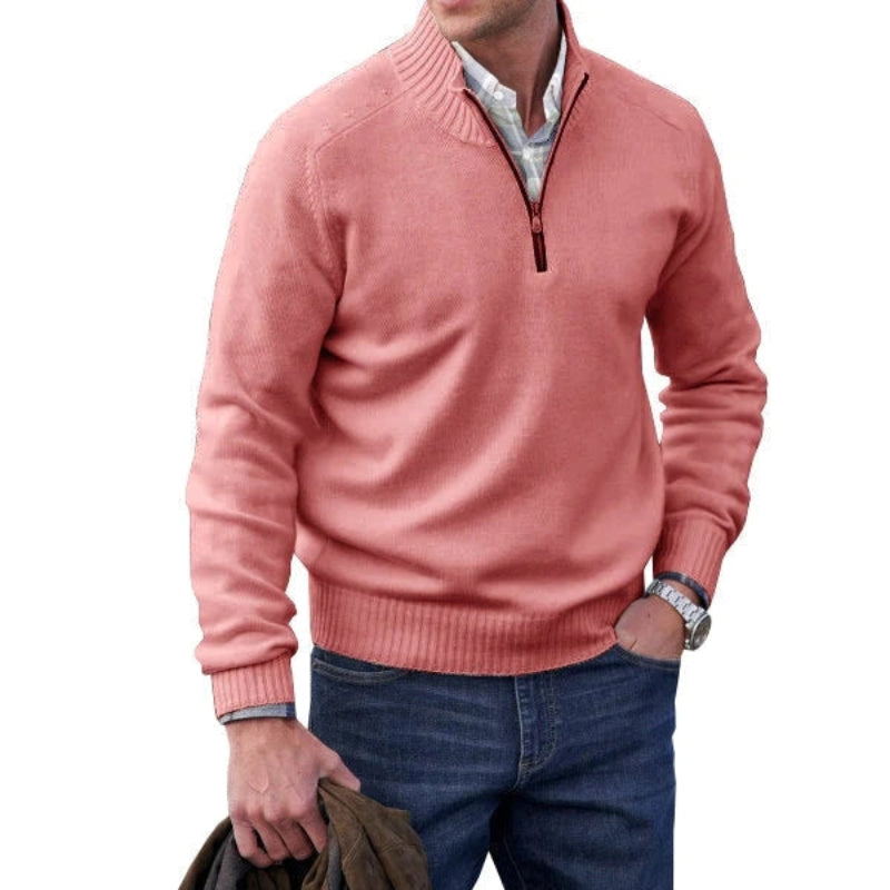 Klassisk Halvdragkedja Mockneck Tröja För Herr | Perfekt för Höst/Vinter