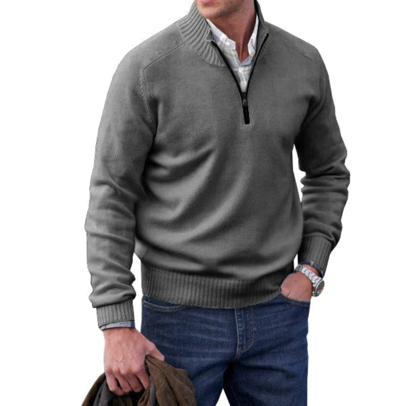Klassisk Halvdragkedja Mockneck Tröja För Herr | Perfekt för Höst/Vinter