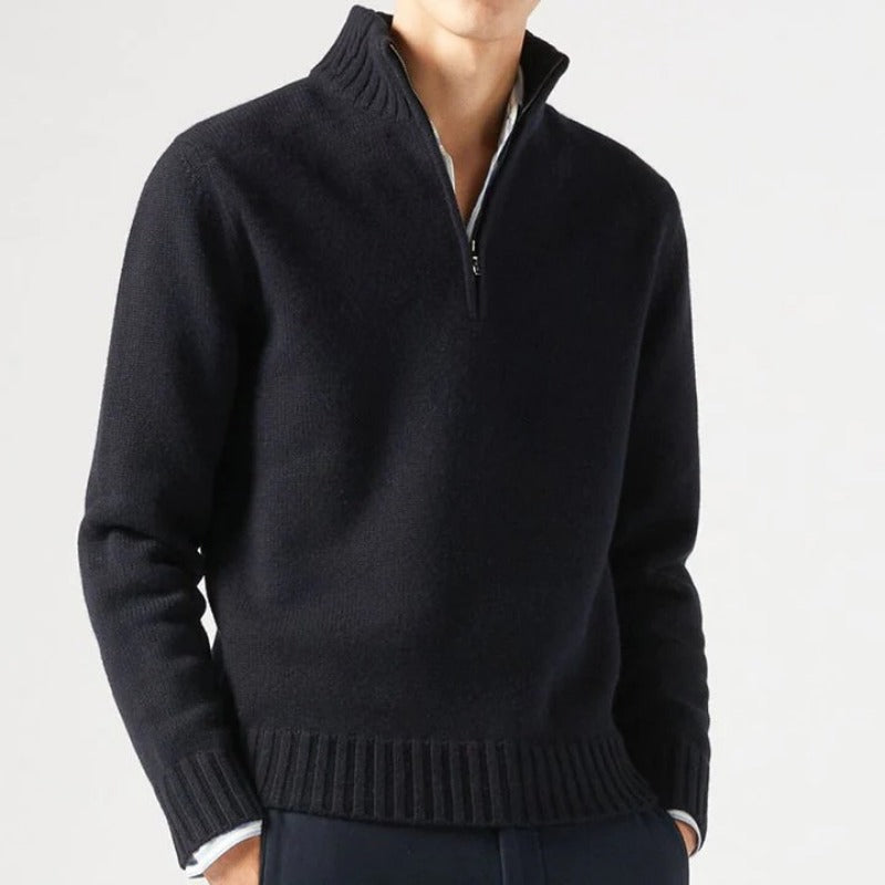Klassisk Halvdragkedja Mockneck Tröja För Herr | Perfekt för Höst/Vinter