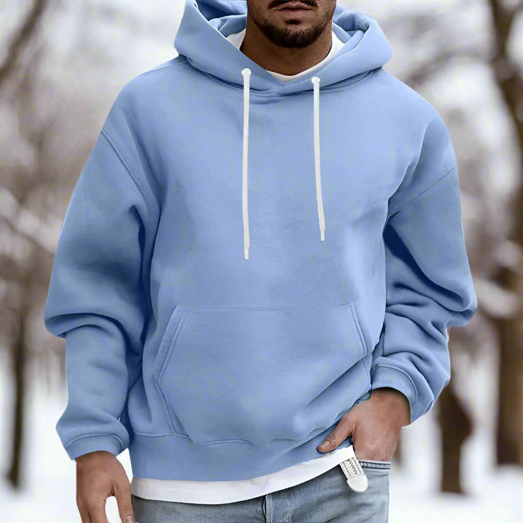 Hoodie för män - Avslappnad - Mjuk Bomull - Känguruficka & Dragsko