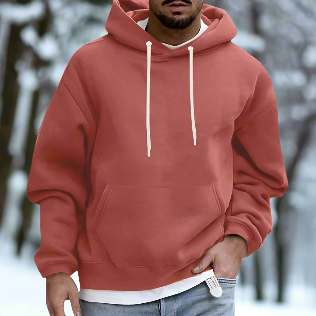 Hoodie för män - Avslappnad - Mjuk Bomull - Känguruficka & Dragsko