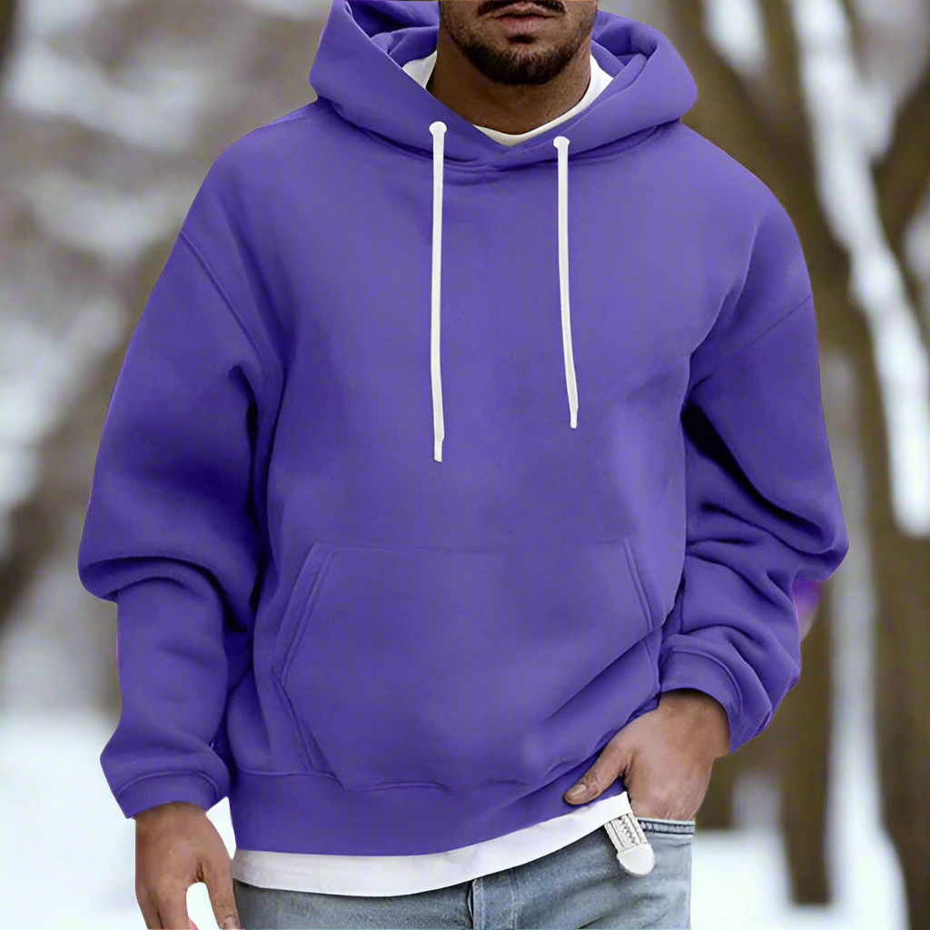 Hoodie för män - Avslappnad - Mjuk Bomull - Känguruficka & Dragsko
