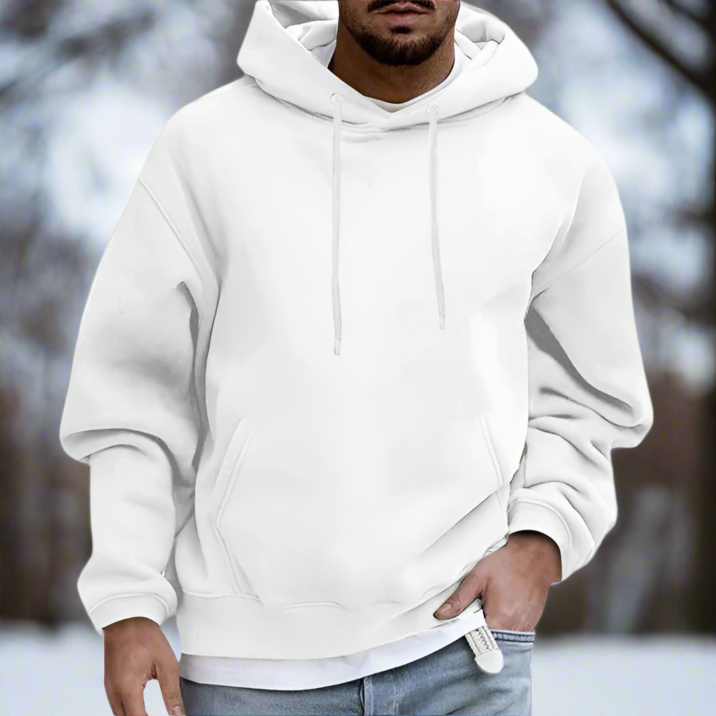 Hoodie för män - Avslappnad - Mjuk Bomull - Känguruficka & Dragsko