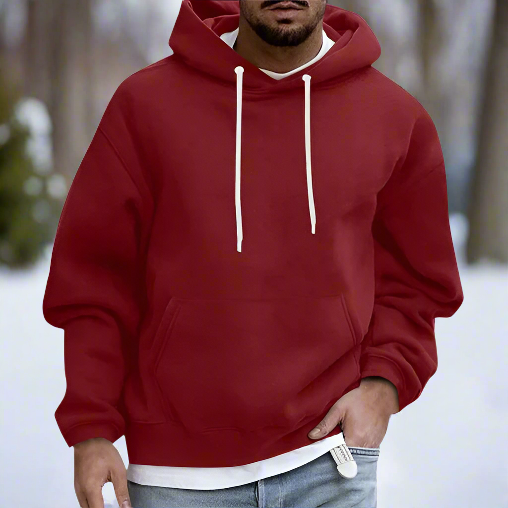 Hoodie för män - Avslappnad - Mjuk Bomull - Känguruficka & Dragsko
