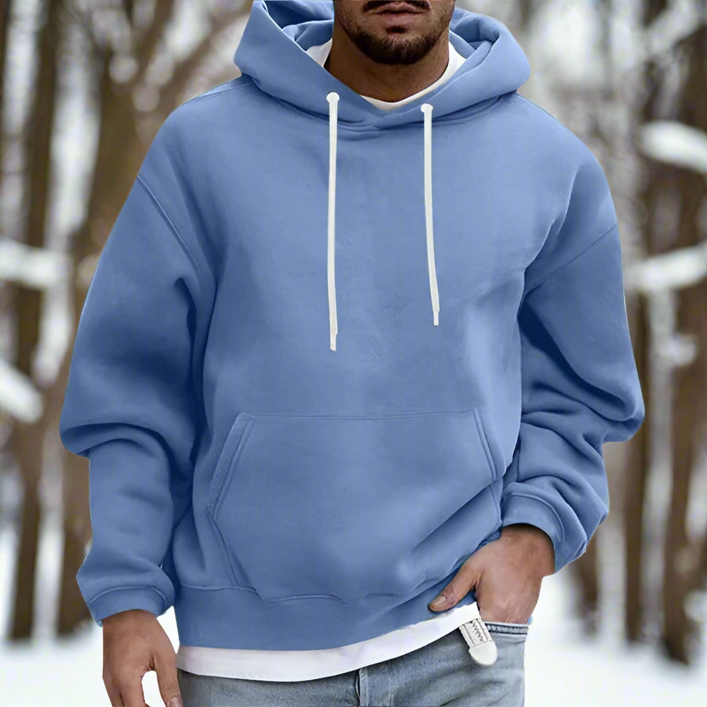 Hoodie för män - Avslappnad - Mjuk Bomull - Känguruficka & Dragsko