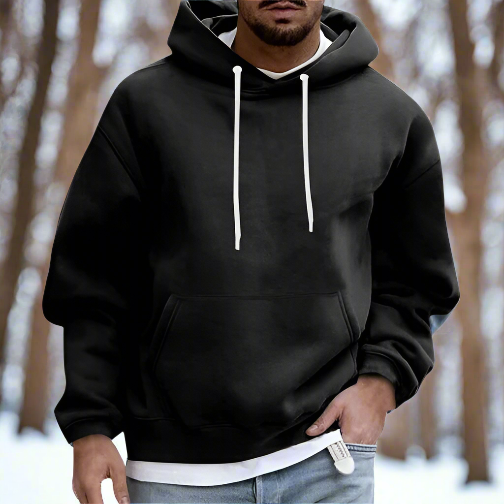 Hoodie för män - Avslappnad - Mjuk Bomull - Känguruficka & Dragsko