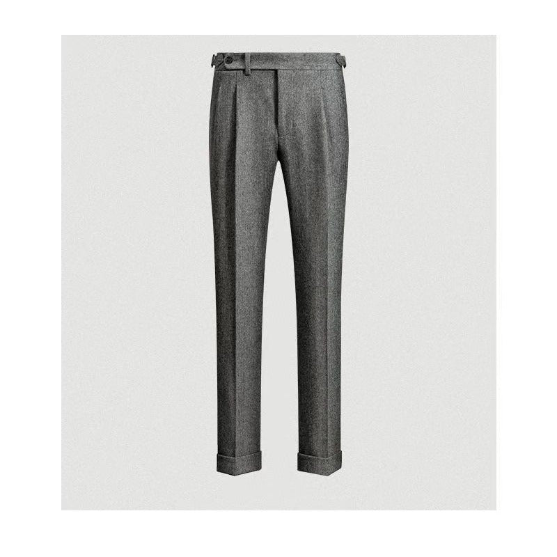 Herr Fritidsbyxor Avslappnad Tweed Vintage Stil