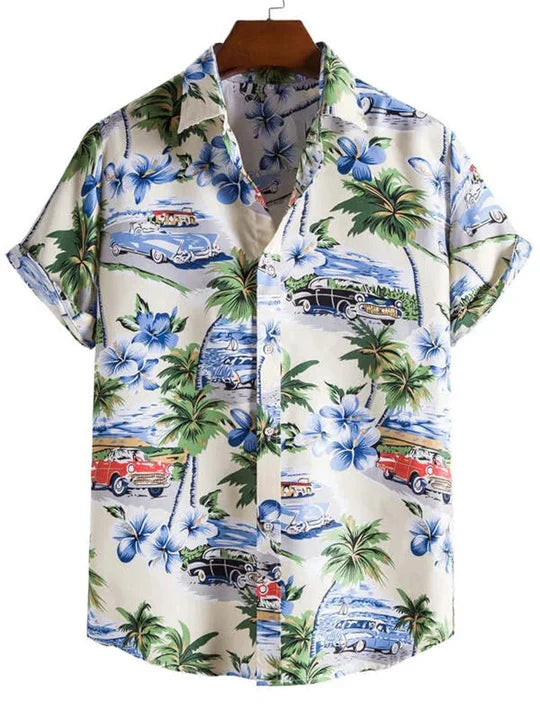 Hawaiiskjorta med 3D-blommönster