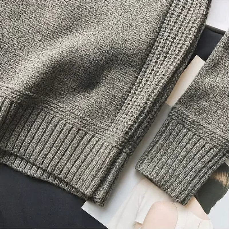 Rundhalsad Tröja Med Patchwork För Herr | Perfekt för Höst/Vinter