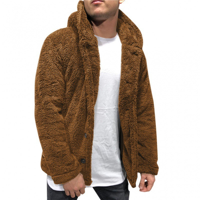 Herrjacka med huva – Fleece – Avslappnad passform – Knäppning fram