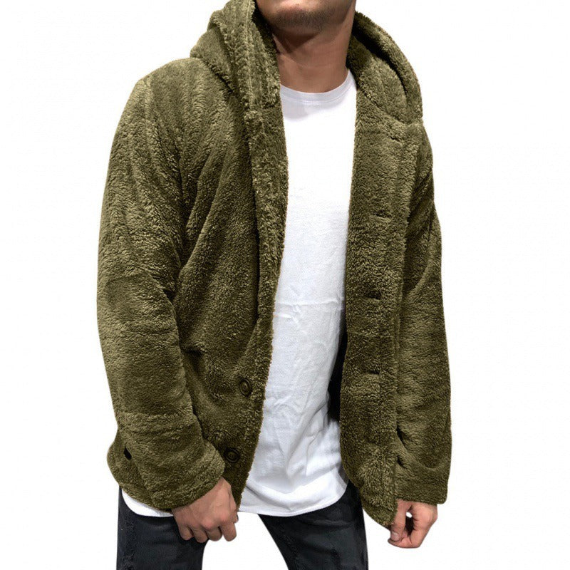 Herrjacka med huva – Fleece – Avslappnad passform – Knäppning fram