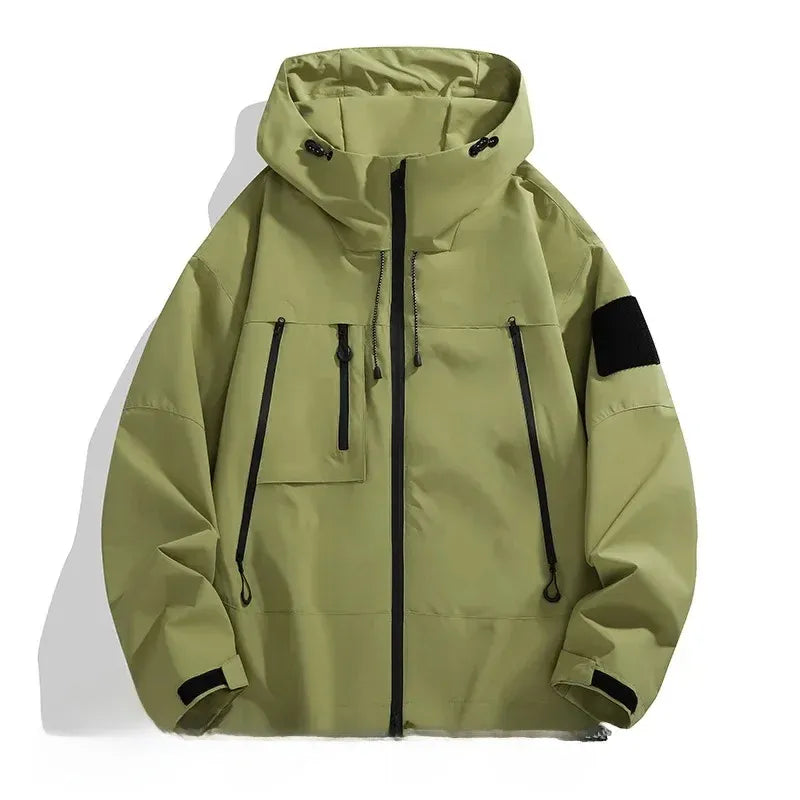 Herrjacka – Avslappnad Oversized Passform – Vindavvisande – Huva och Flera Fickor