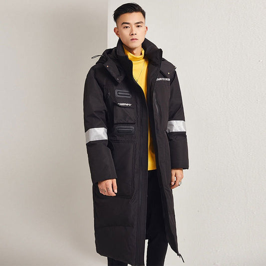 Herr Trenchcoat – Oversized Passform – Huva med Stormflik – Reflexdetaljer – Vattentålig