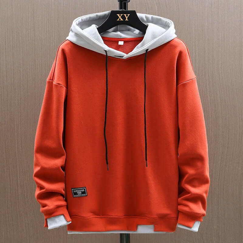 Herrhoodie – Oversize Passform – Dubbellager Huvud – Ribbad Kant & Dragsko