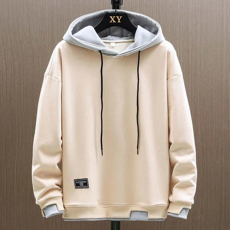 Herrhoodie – Oversize Passform – Dubbellager Huvud – Ribbad Kant & Dragsko