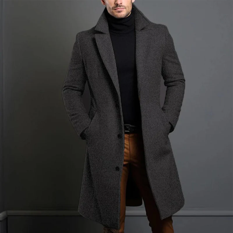 Klassisk ulltrenchcoat för män – Hållbar, elegant och tidlös