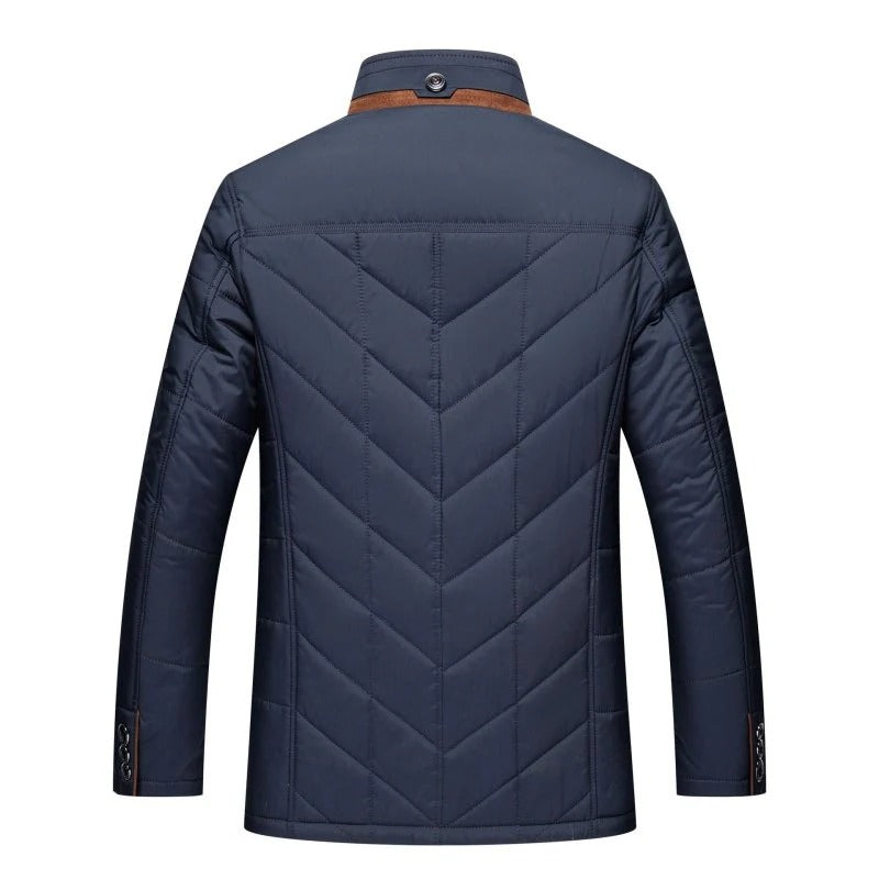 Herr – quiltad vinterjacka med avtagbar fuskpäls – elegant & varm