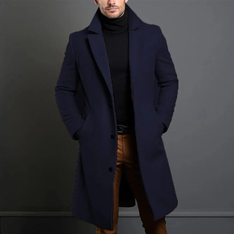 Klassisk ulltrenchcoat för män – Hållbar, elegant och tidlös