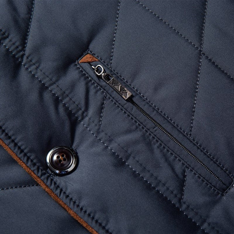 Herr – quiltad vinterjacka med avtagbar fuskpäls – elegant & varm