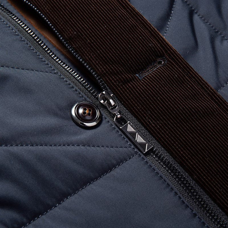 Herr – quiltad vinterjacka med avtagbar fuskpäls – elegant & varm