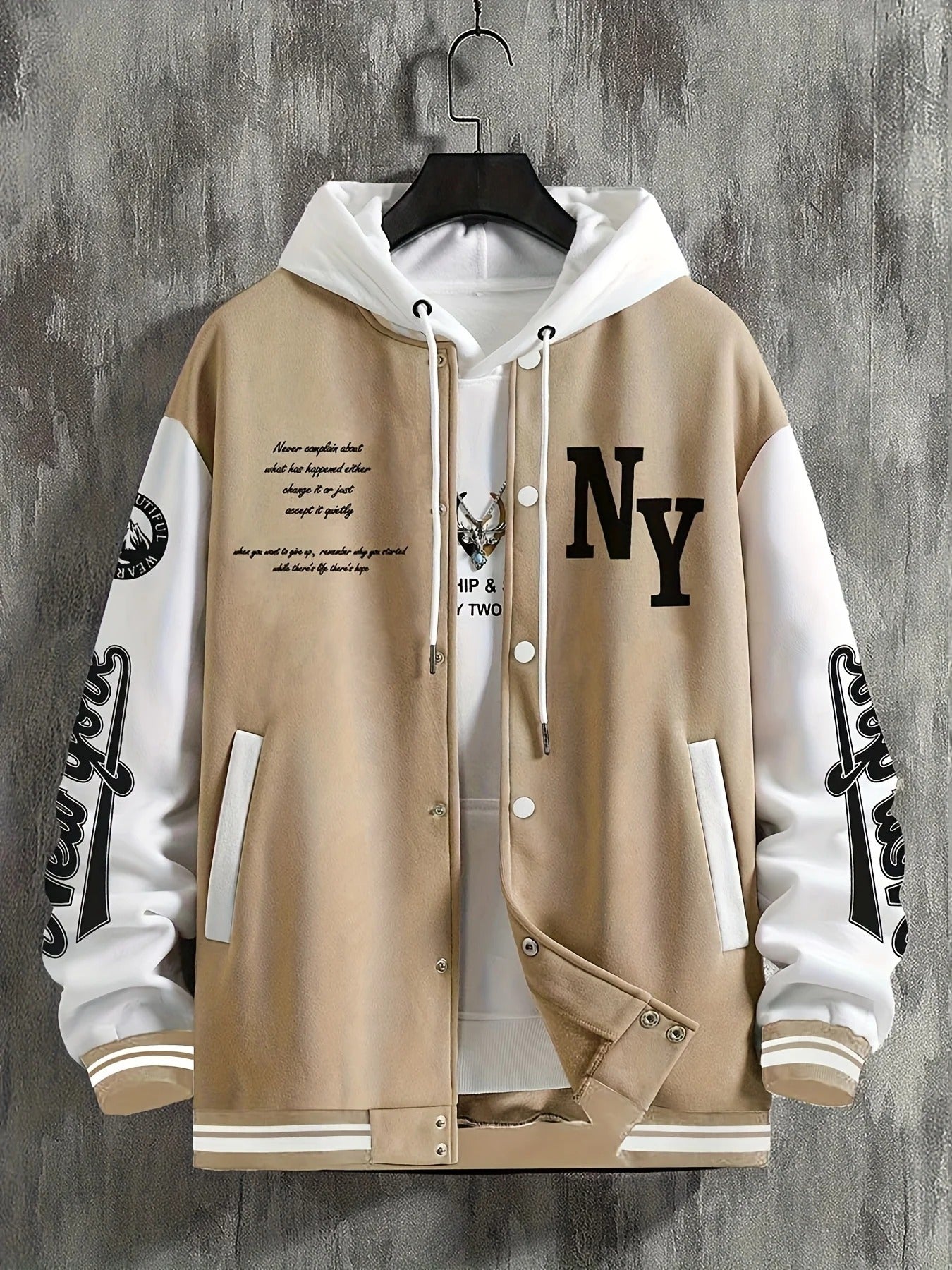 Herr – varsityjacka – geometriskt mönster i streetwear-stil