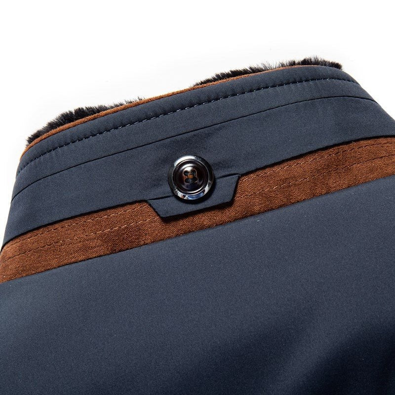 Herr – quiltad vinterjacka med avtagbar fuskpäls – elegant & varm