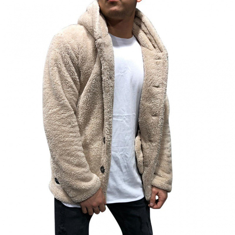 Herrjacka med huva – Fleece – Avslappnad passform – Knäppning fram