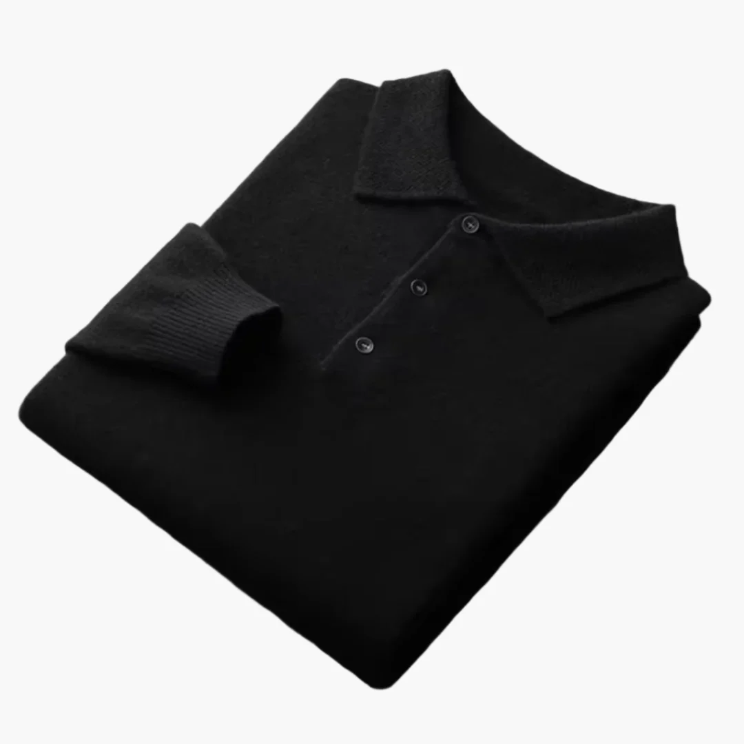 Herr – långärmad premiumpolo – klassisk stickning för alla tillfällen