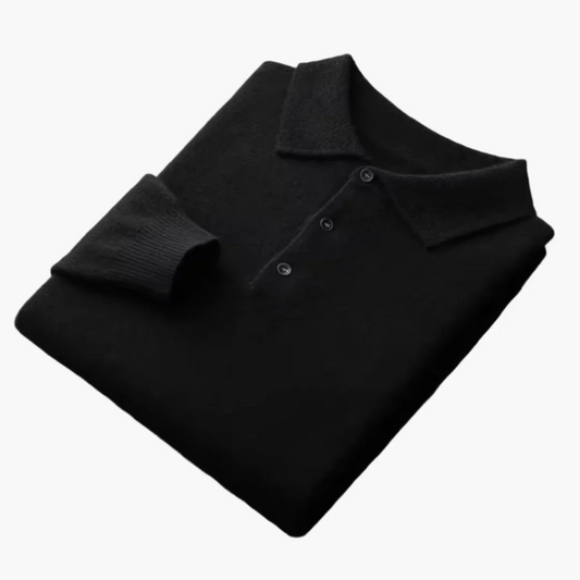 Herr – långärmad premiumpolo – klassisk stickning för alla tillfällen