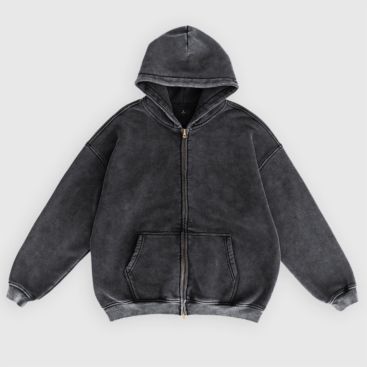 Loose Fit Wash Zip Up Hoodie