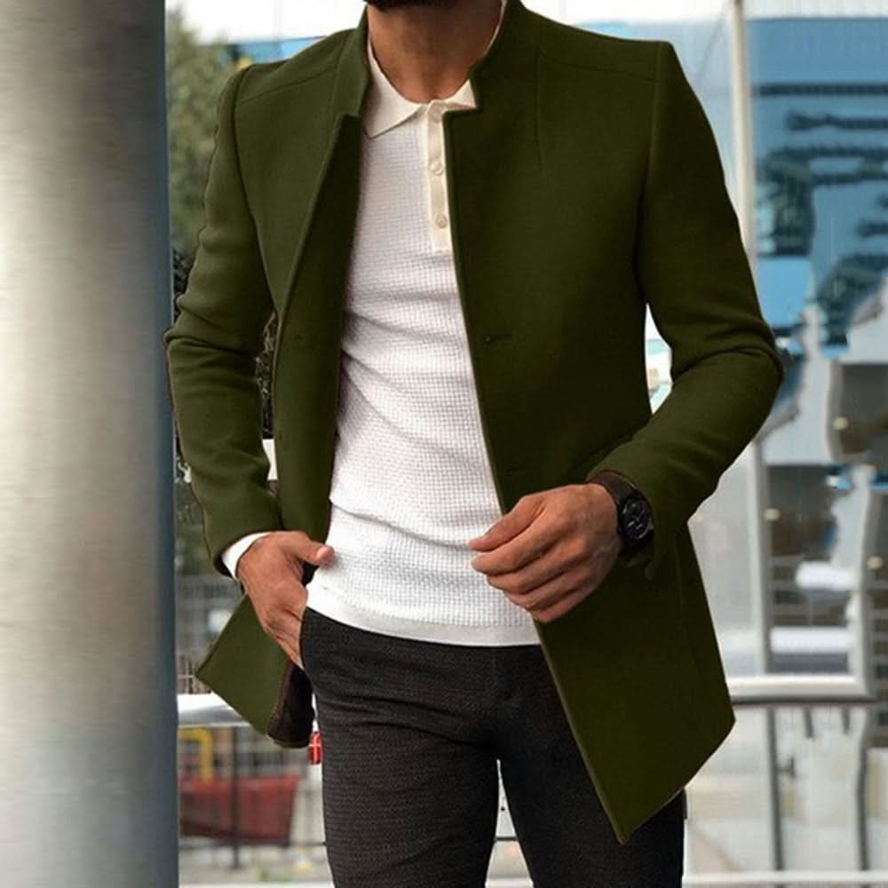 Herrkappa - Ståkrage - Knälång - Elegant och Stilren Design