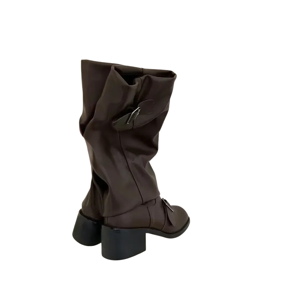 Knee high boots whit chunky heels women
