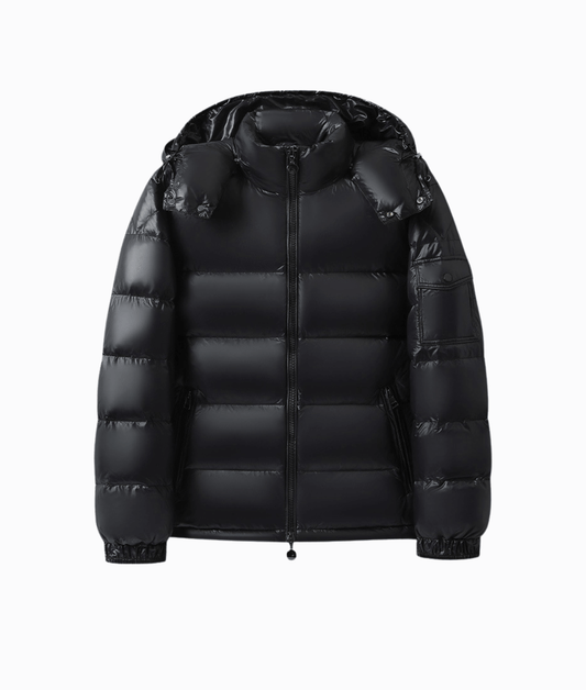 HOODED PUFFER JACKET - Black