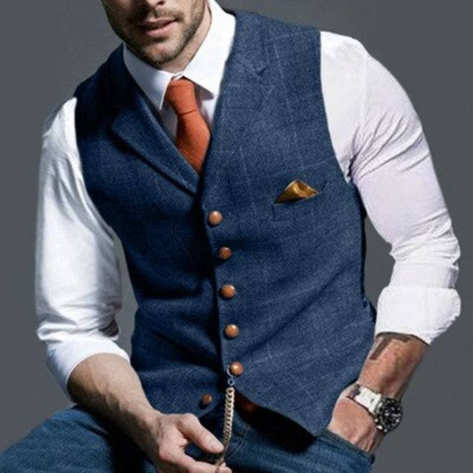 Herrväst - Slim Fit - Enkelknäppt väst - Formell Look