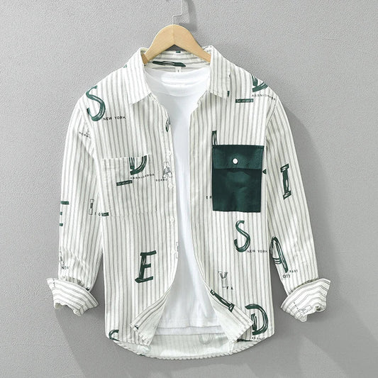Herrskjorta Randig Casual 100% Bomull